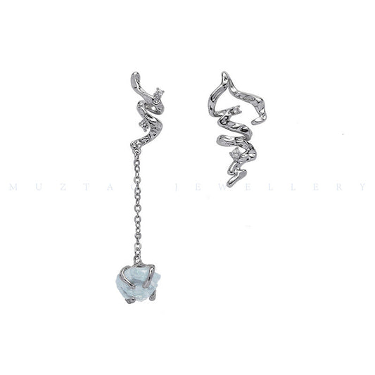 Blue Glacier-Asymmetrical earrings